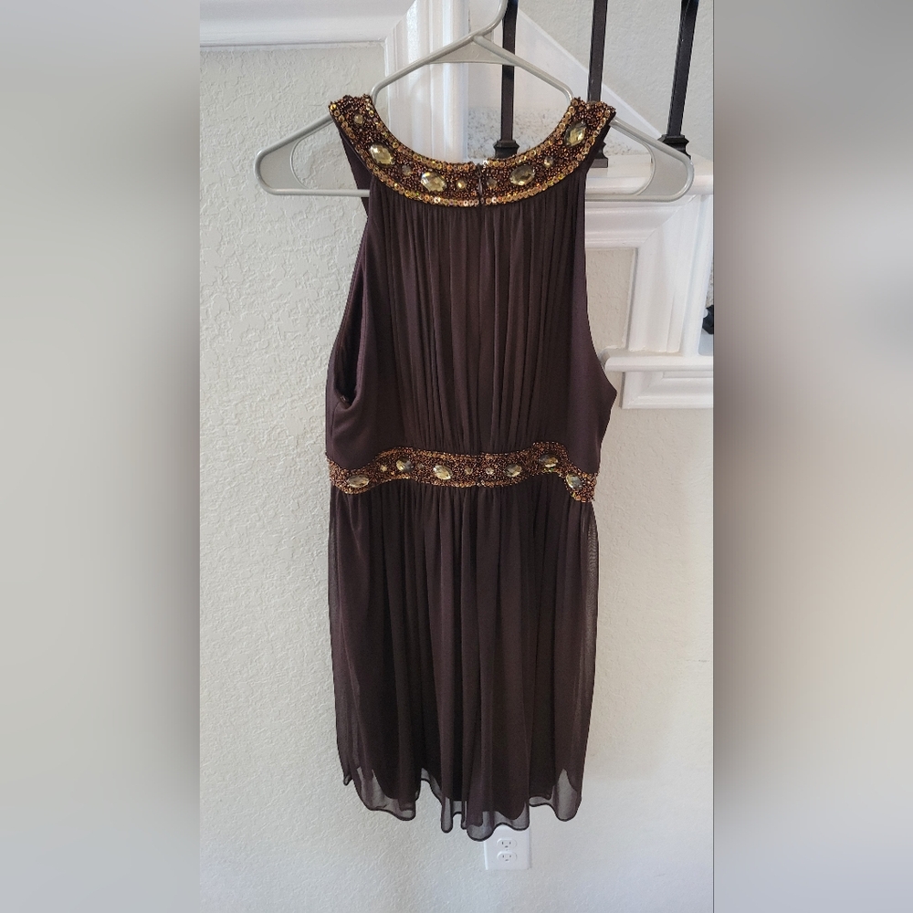 Cache Brown and Gemstone Dress Size 12 - Picture 2 of 5